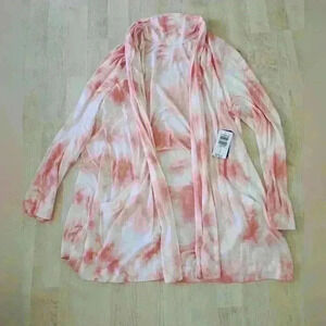 Torrid Pink and White Tie-Dye Cardigan